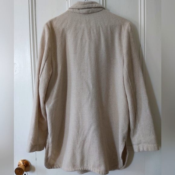 Coldwater Creek Cream & White Checkered Wool Blend Sweater Coat - Picture 14 of 14